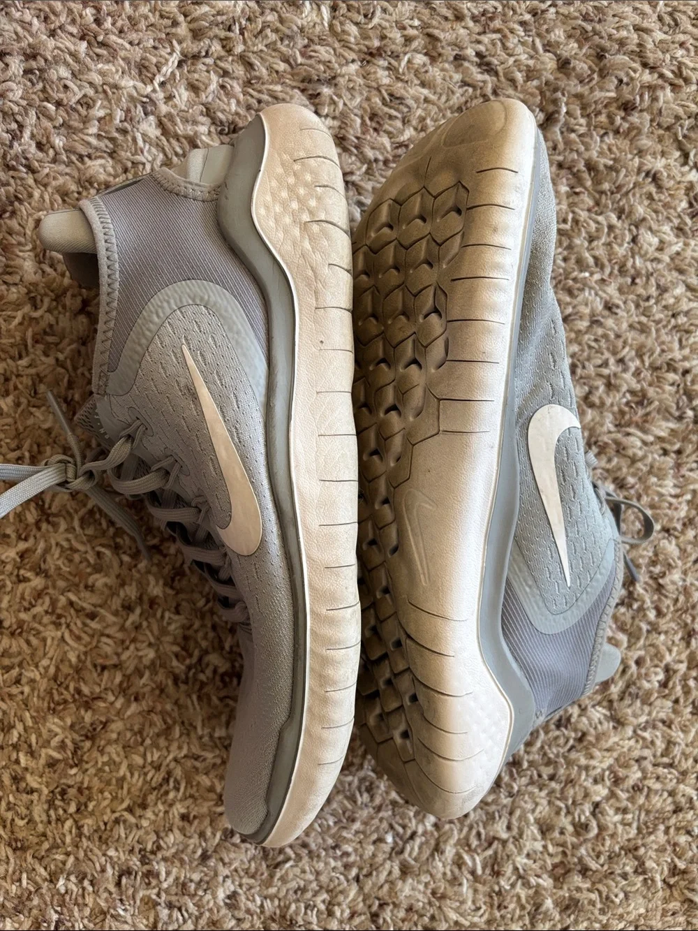Nike Light Gray and White Mesh Training Shoes